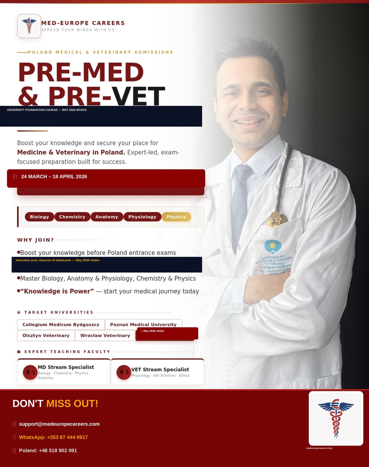 Pre-Med Admissions 2026 — Med-Europe Careers